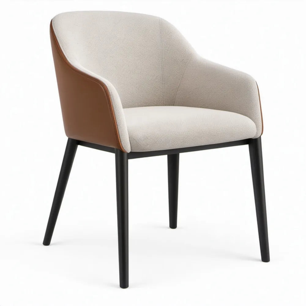 Armstoel 56 x 60 x 82 cm – Crème, Bruin en Zwart