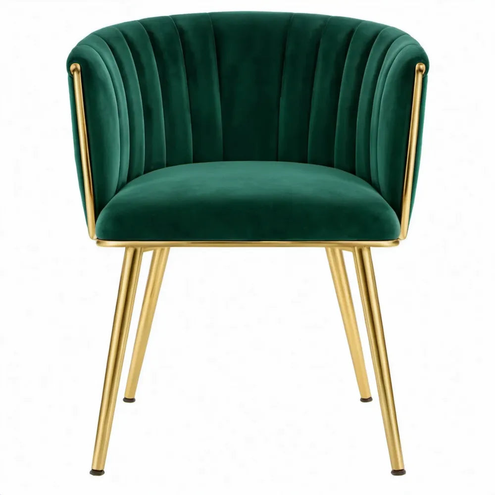 Fluwelen stoel met armleuningen 58 x 60 x 82 cm donkergroen en goudkleurig staal