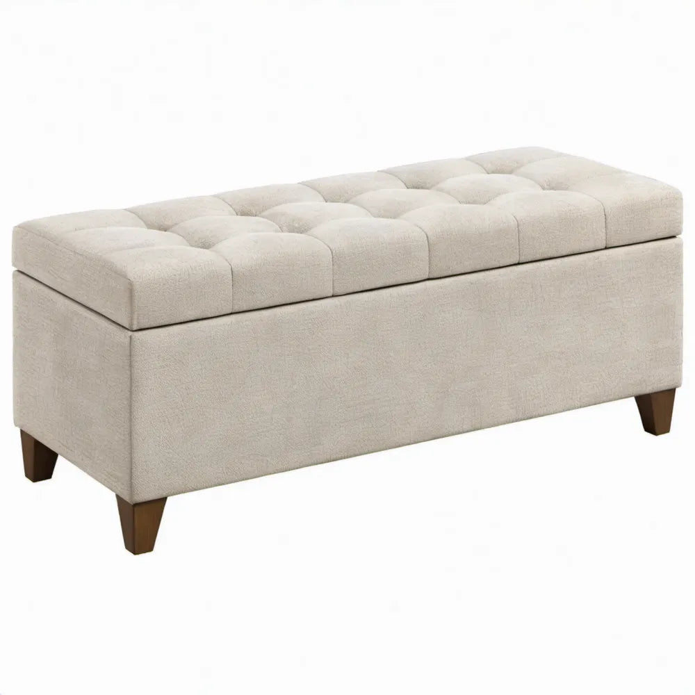 Opbergbank met gewatteerde zitting 110 x 45 x 45 cm – Crème/Donkerbruin