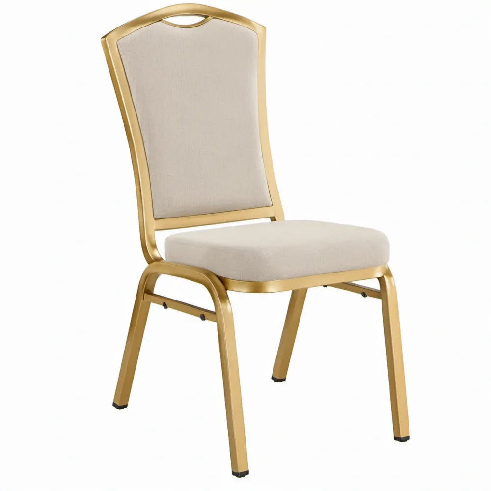 Gestoffeerde eetkamerstoel 45 x 54 x 92 cm Beige/Goudkleurig