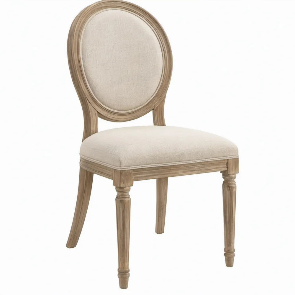 Klassieke stoel met ovale rugleuning 50 x 55 x 97 cm beige en lichtbruin