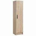 Hoge opbergkast met 1 deur en 4 planken, 40 x 35 x 180 cm, licht eiken