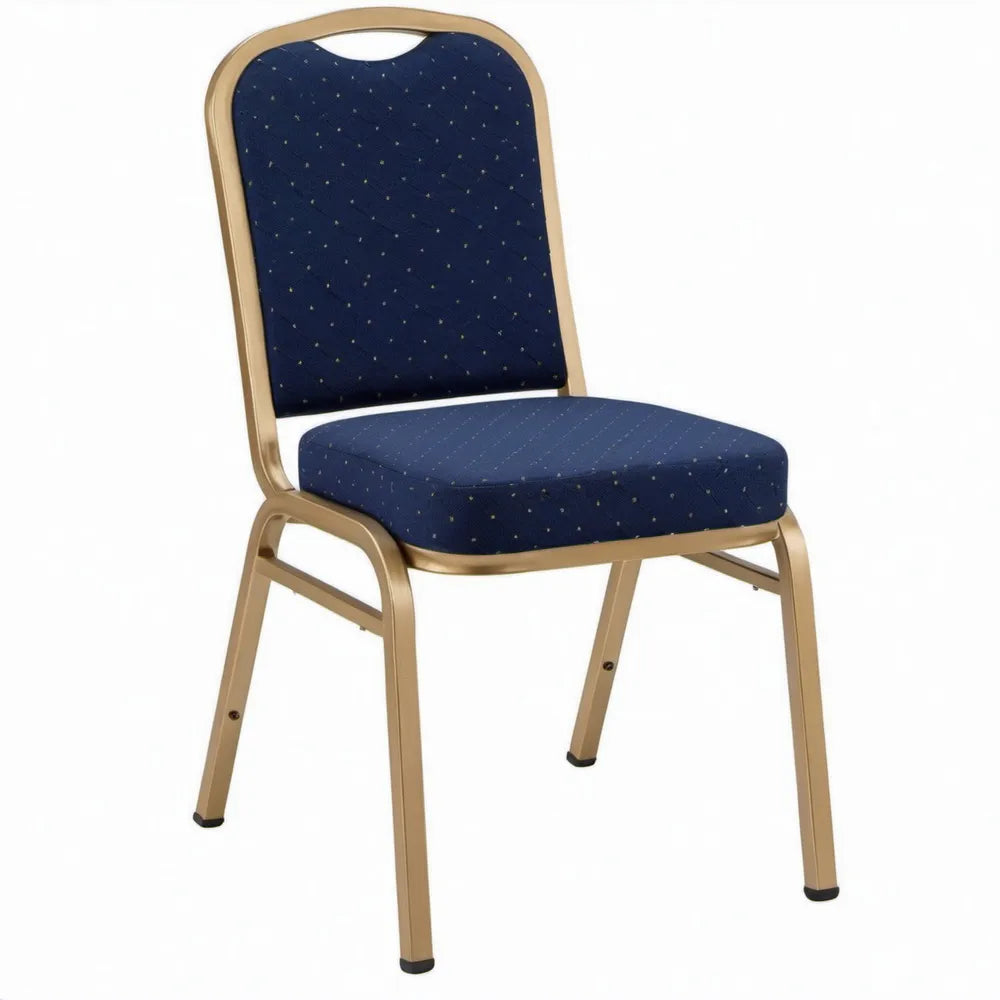 Stapelbare conferentiestoel 44 x 52 x 92 cm donkerblauw goudkleurig staal polyester