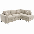 Beige L-vormige hoekbank met chaise longue 280 x 220 x 85 cm