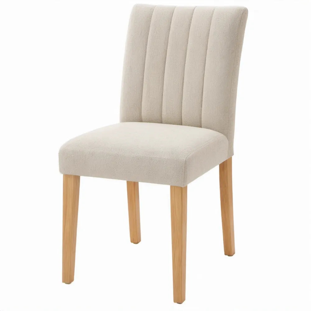 Beige bekleding met naturel rubberhouten poten, 46 x 60 x 92 cm