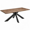 Eettafel 180 x 90 x 75 cm walnootbruin met zwart stalen spinpoot