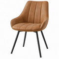Eetkamerstoel met armleuningen 60 x 63 x 83 cm Cognac PU-kunstleer met zwarte stalen poten