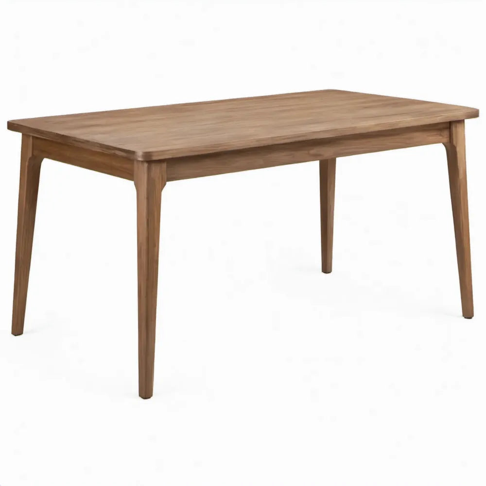 Rechthoekige eettafel 140 x 80 x 75 cm van massief rubberhout - Walnootbruin